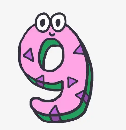 卡通手绘虫子可爱数字9