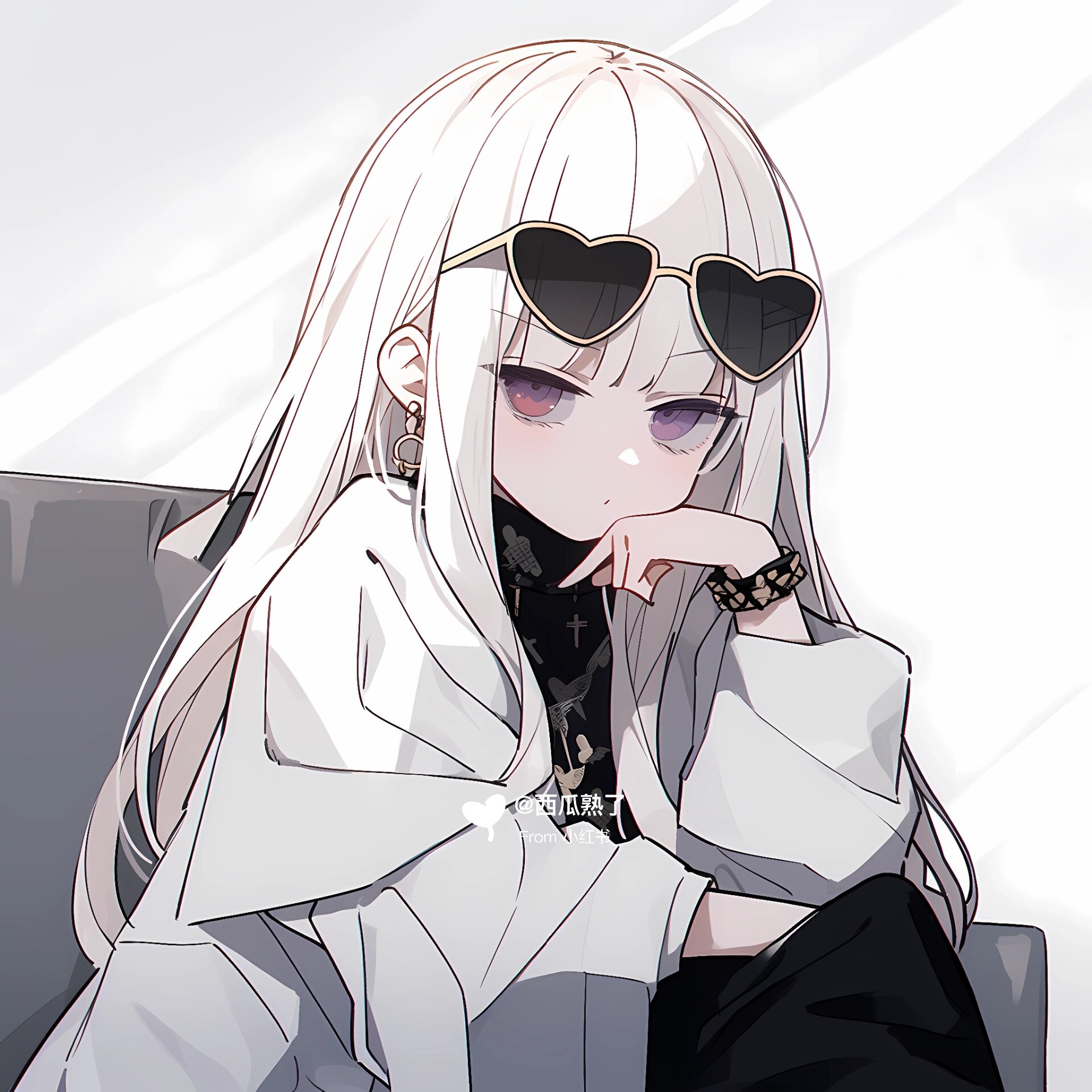 墨镜一戴,谁都不爱 #ai绘画# #女生头像# #头像# #动漫女头# #可爱