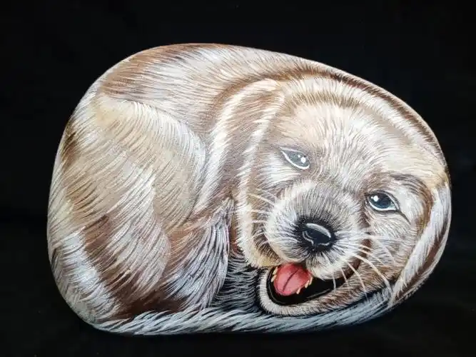 石头画     狗狗98,随型石头画,步骤图