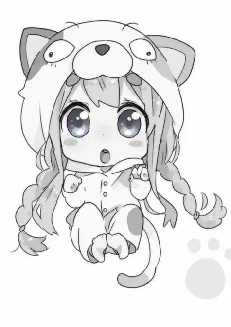 少女简笔画q版人物简笔画女孩gg35古风q版动漫古装人物黑白线稿简笔画