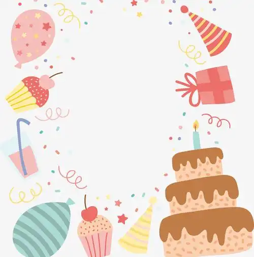 生日 贺卡 手绘 清新 狂欢 卡通免抠素材免费下载_觅元素51yuansu.com