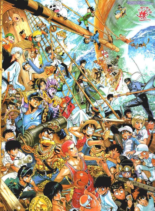 求一张动漫主角大合照的图片!高分! 就是有鸣人,银时,路飞等的