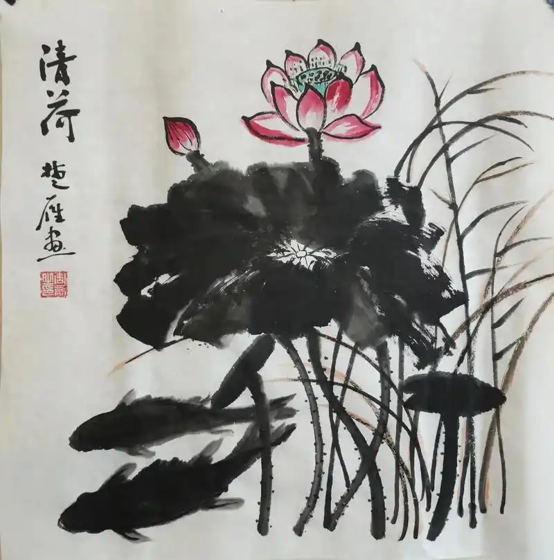 水墨写意 #楚雁绘画 #荷花 #国画 #写意花鸟  - 抖音