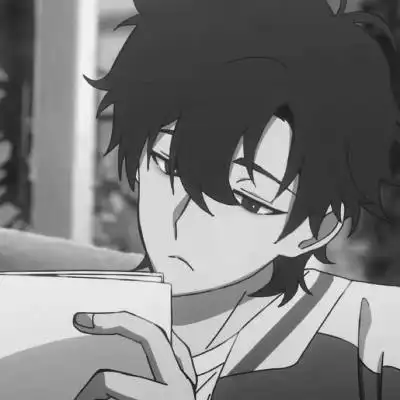 优质动漫男头像黑白高清图片