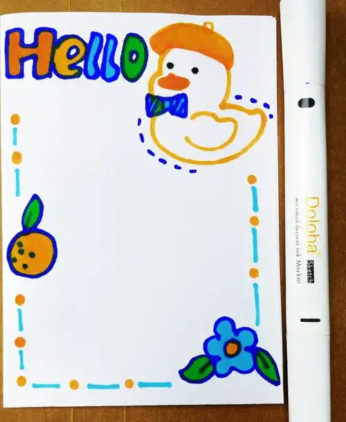 原创小鸭子卡通手帐插图排版附色号