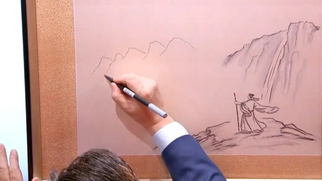 康震老师现场作画,每一笔都暗藏玄机,画中隐藏着怎样的诗句呢