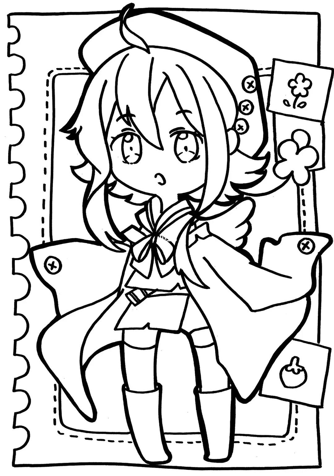 066166更新初级动漫女生人物附线稿