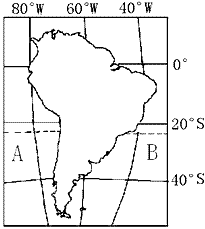 读南美洲轮廓图,回答下列问题: (1)南美洲位于______(东,西)半球,大