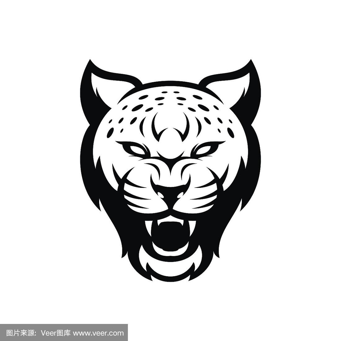 猎豹-动物头部吉祥物运动矢量插图