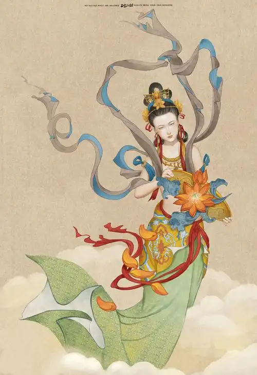 《敦煌·天女散花》女神节画个女神祝大家女神节快乐
