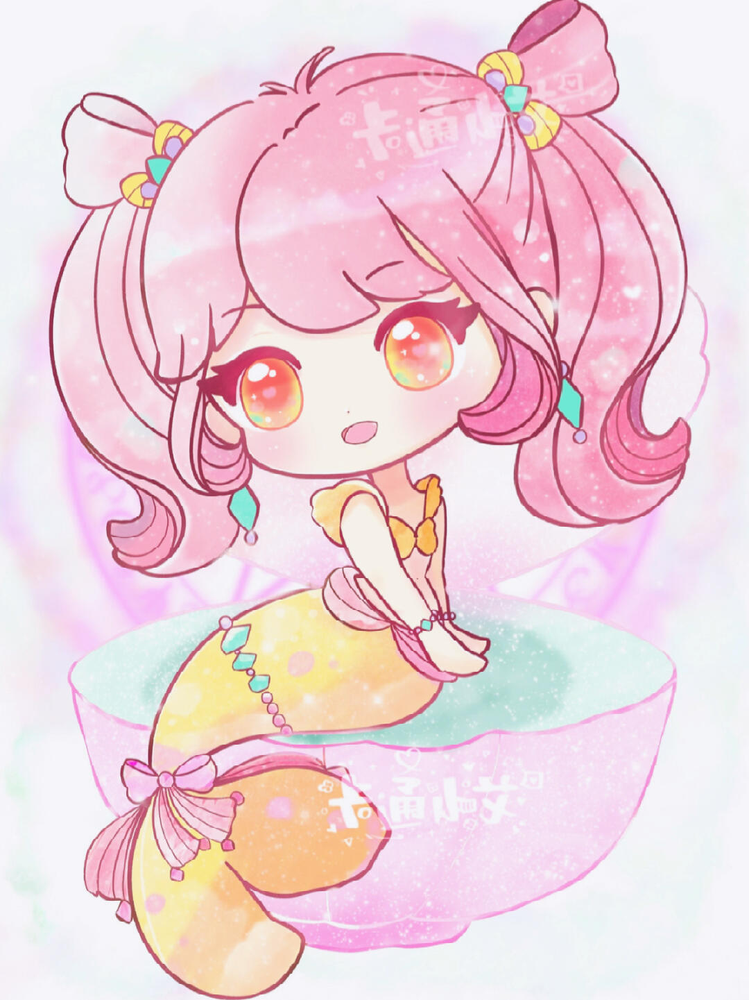 原创十二星座美人鱼公主系列金色的天秤座美人鱼公主来啦简笔画超可爱