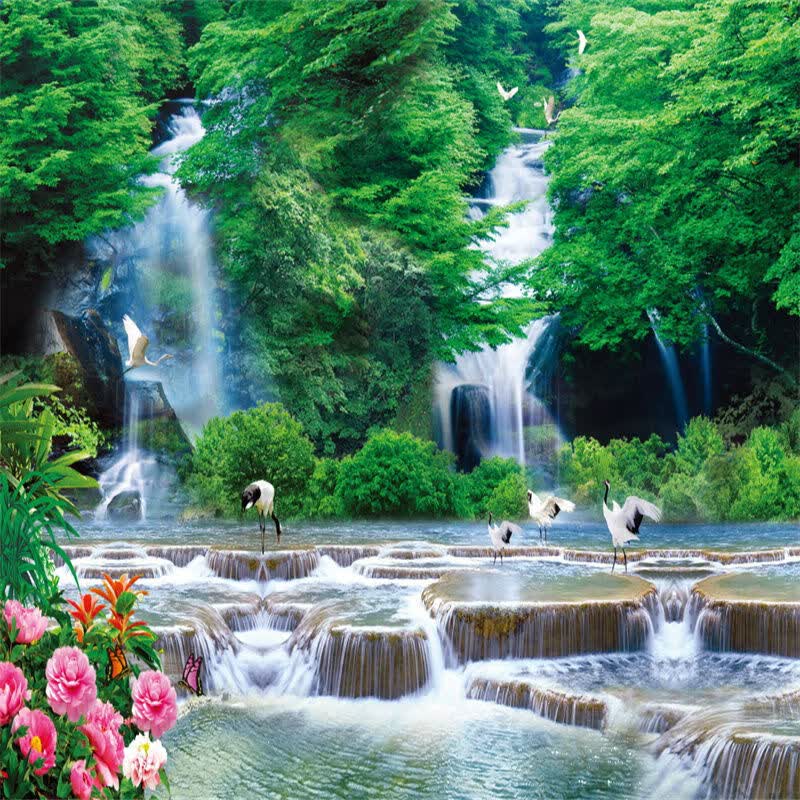 蜜后直播背景墙视频直播间主播3d山水田园外景快手抖音网红背景布 1