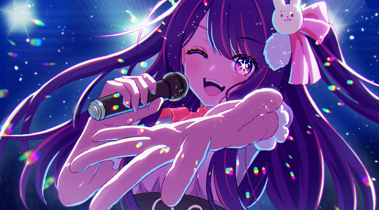 动漫美图# #二次元# #二次元美图# 一头及腰的紫色长发,紫色的双眼中