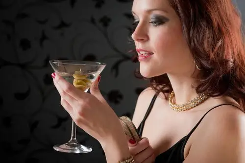 鸡尾酒会,女人,晚礼服,享受,饮料,黑色背景,背景