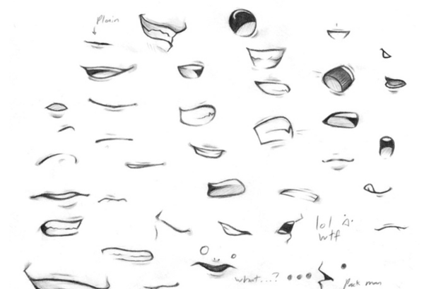 动漫绘画学习动漫漫画人物五官嘴巴鼻子耳朵画法集