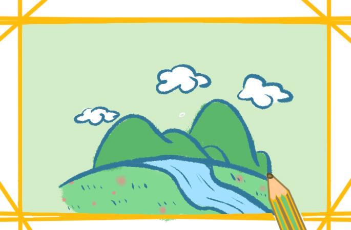 儿童彩色山水风景画图片自然山水风景儿童简笔画图片大全简笔画大全