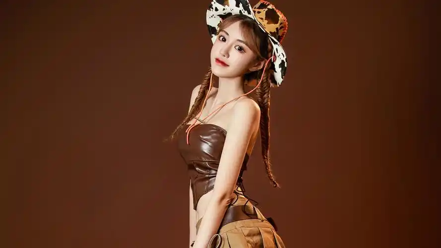 可爱时尚美女百褶裙帽子好身材牛仔美女壁纸