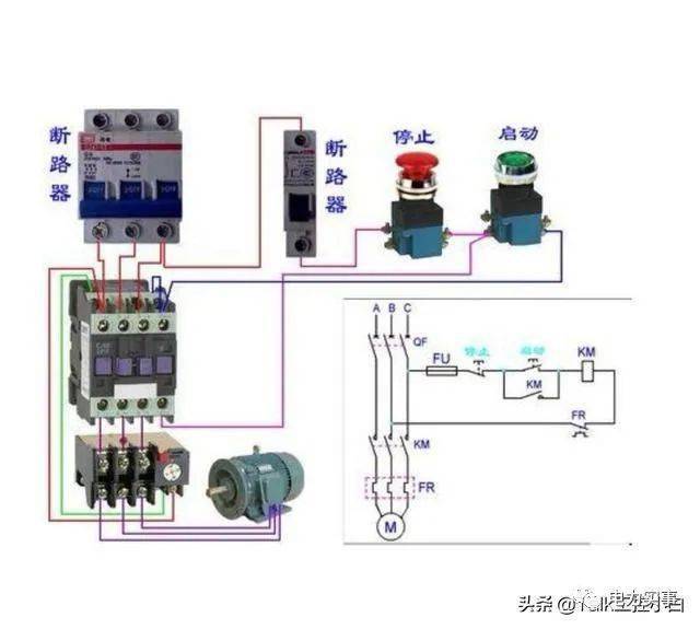 一个启动按钮一个停止按钮控制三相电机怎么接线