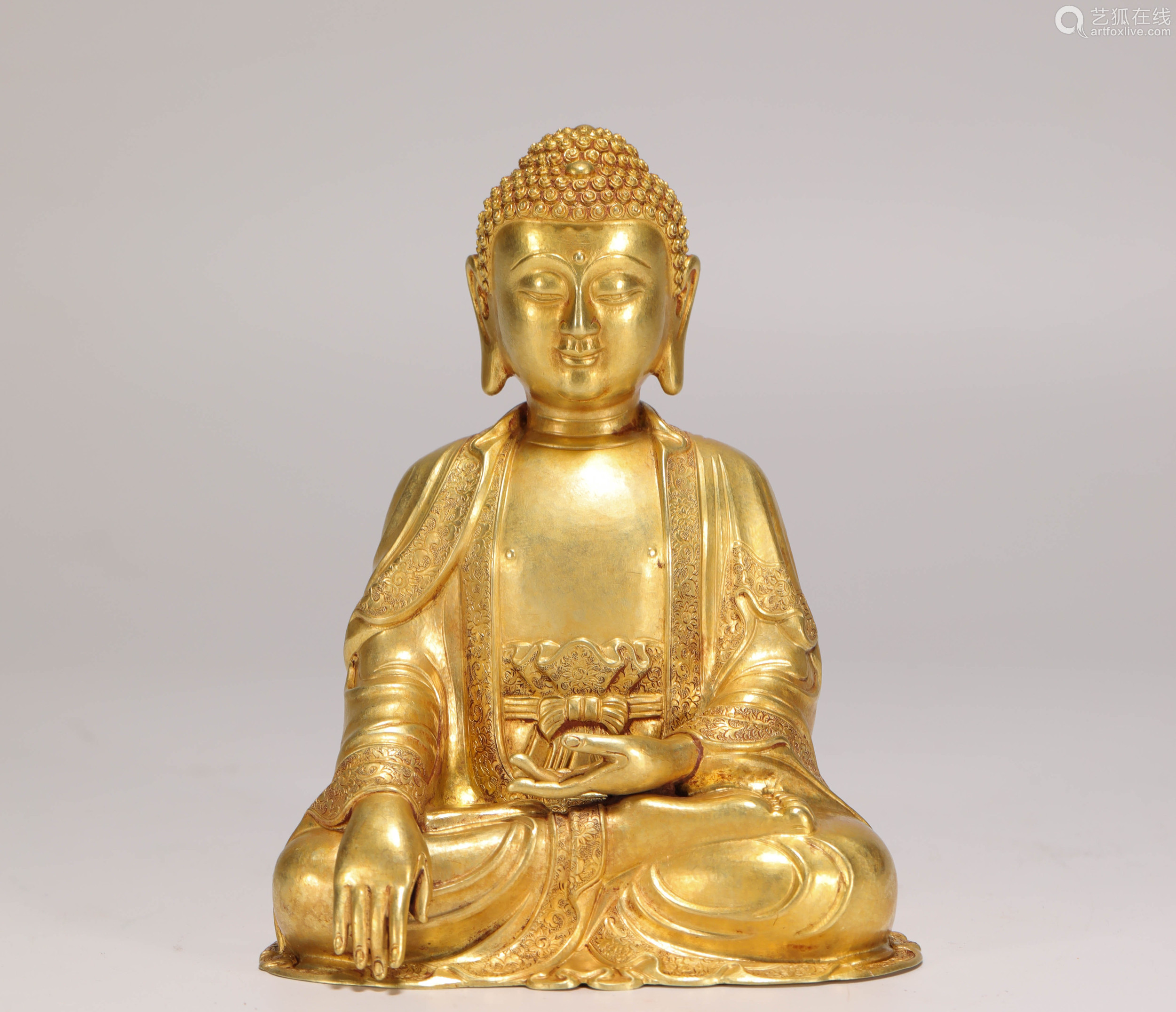 golden sakyamuni statue from qing清代纯金释迦摩尼佛造像