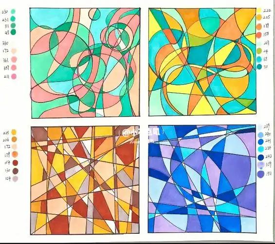 手绘12色彩构成春夏秋冬色彩情绪