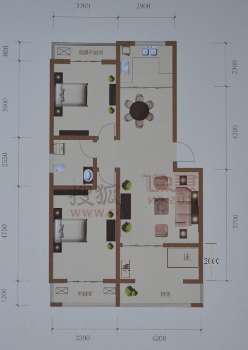 求大师帮忙设计该户型两室如何改成三室.