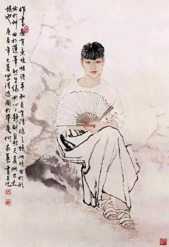 何家英的作品"执扇仕女"