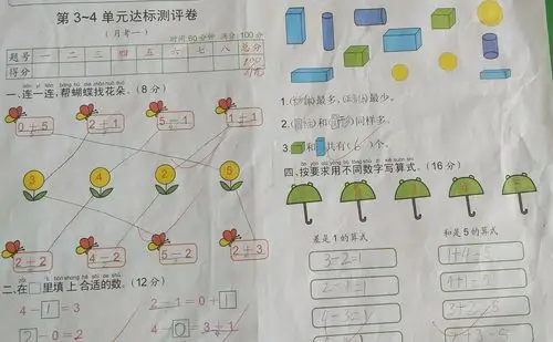 这是我们的数学卷子!好多100分的