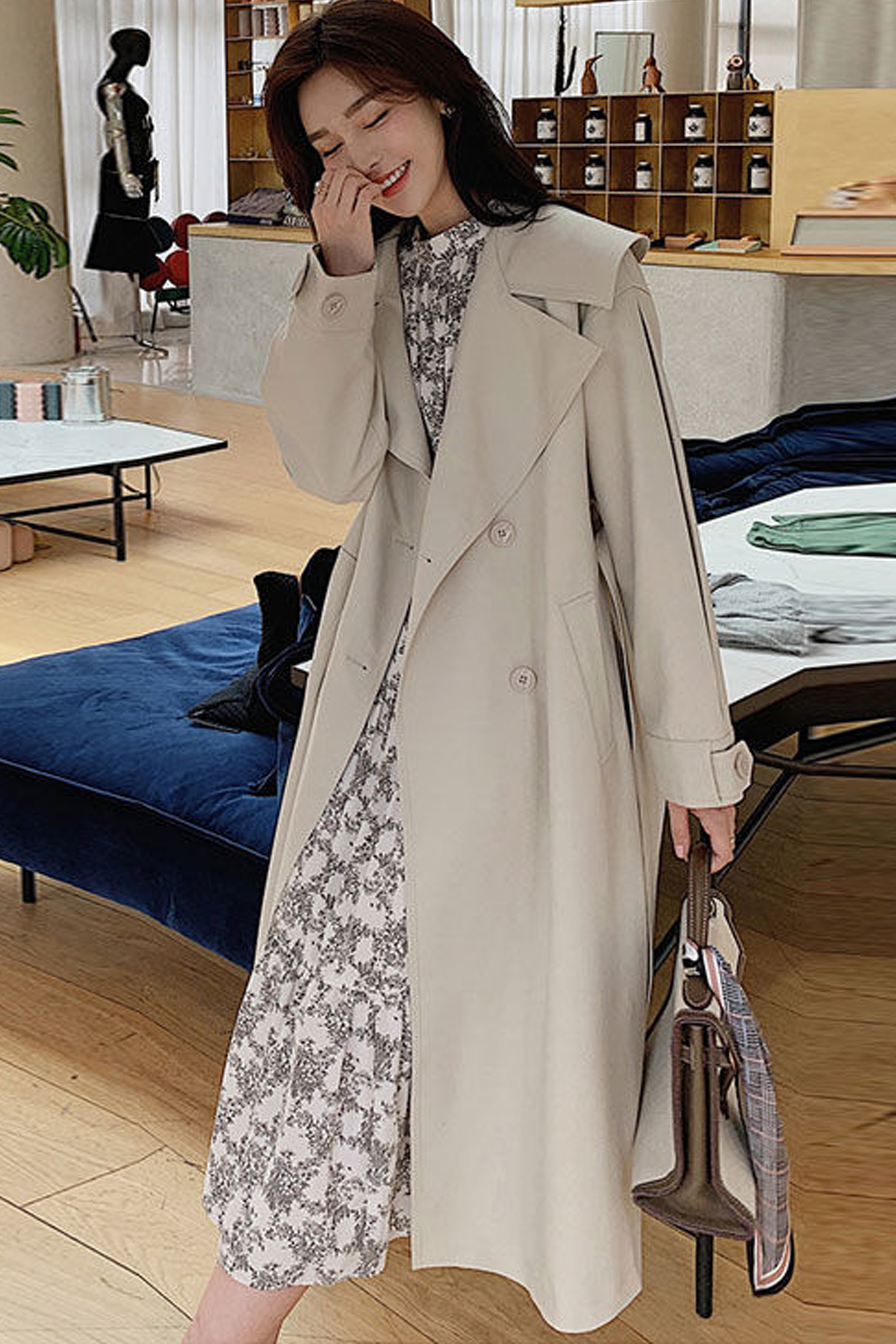 秋款女装新款ins strong>风衣 /strong>女中长款外套高端女装上档次