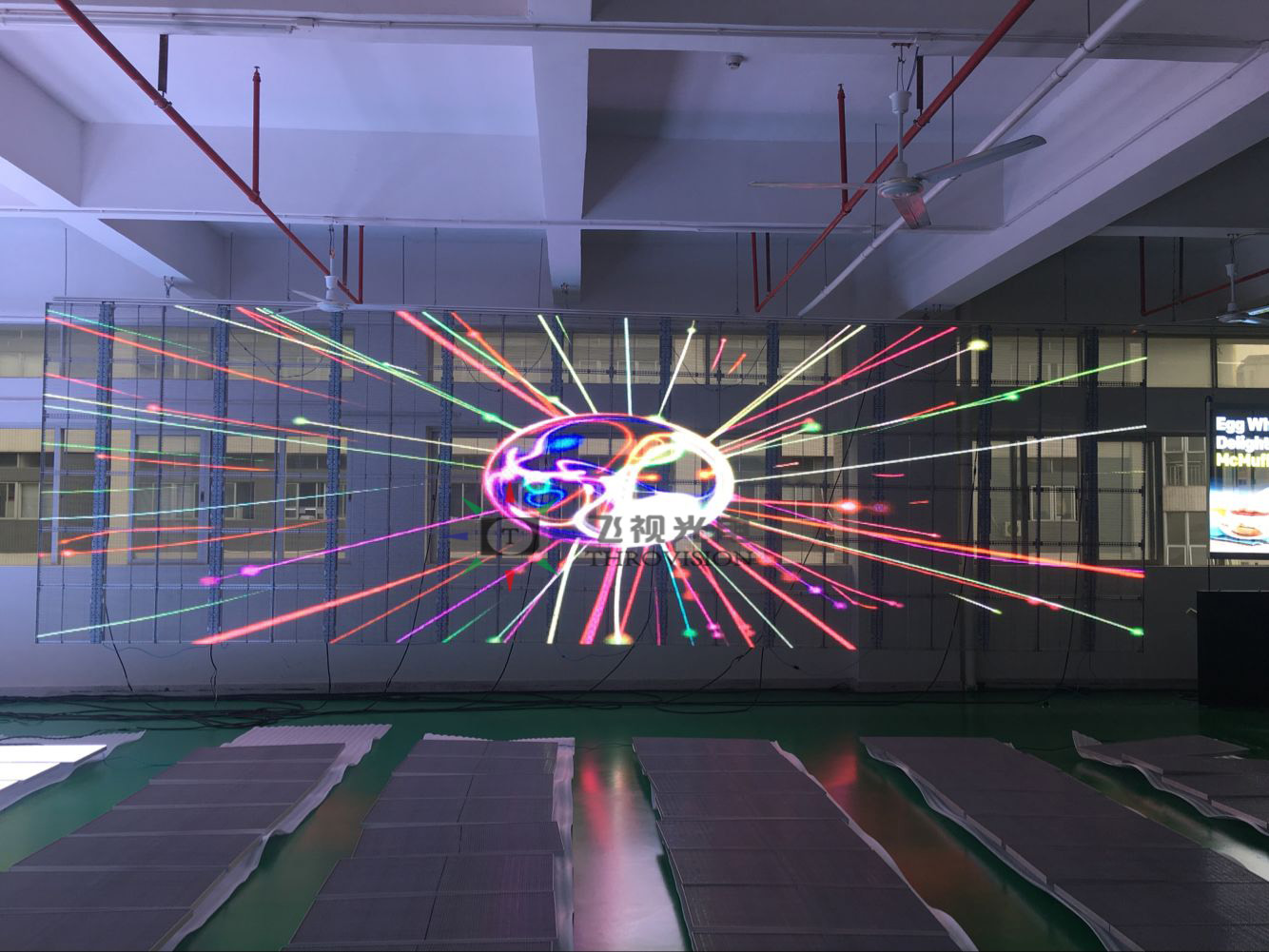 飞视光电throvision-gr7led透明屏玻璃墙幕