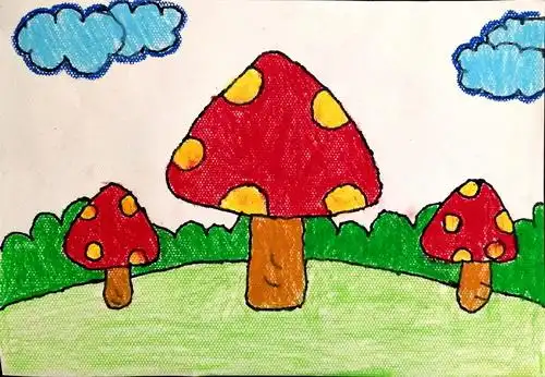 少儿书画作品-《蘑菇》/儿童书画作品《蘑菇》欣赏_中国少儿美术网