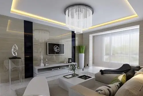 现代简约三居室客厅吊顶装修效果图欣赏#163389111_现代简约三居室客
