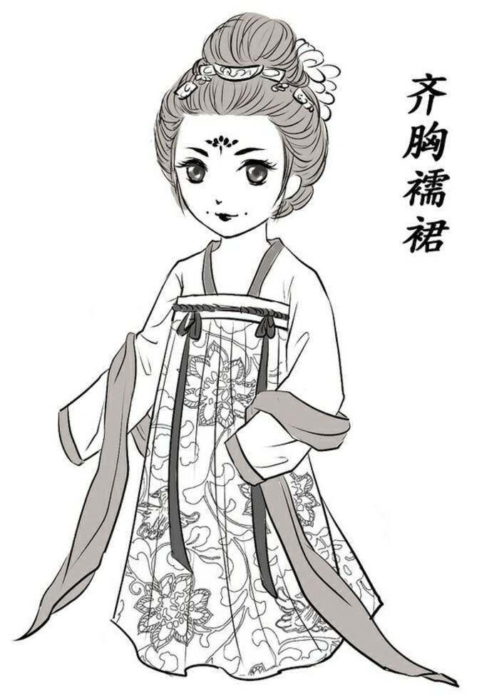 上襦刺绣梅花,下裙水墨画,线条隽秀,清雅,水墨国风与传统汉服相得益彰