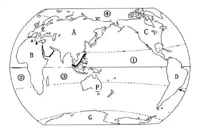七大洲四大洋分布图回答下列问题