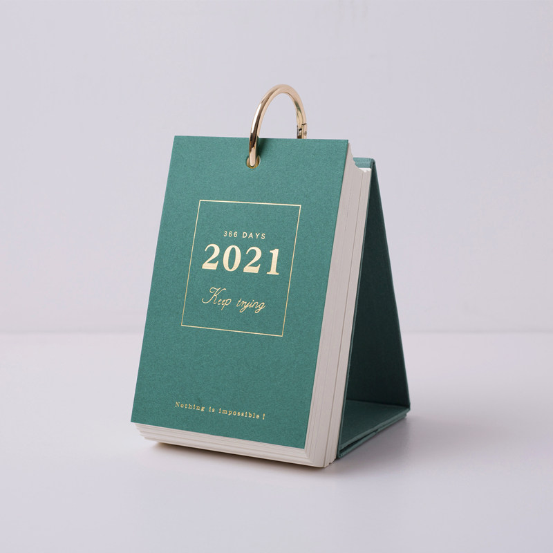 2021年创意简约台历日历风简约文艺办公桌面手撕日历万年历 绿色