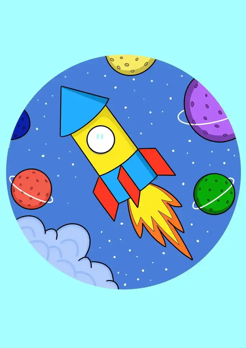 儿童绘画教程《火箭》适合5～7岁宝宝 #创作灵感 #简笔画 - 抖音