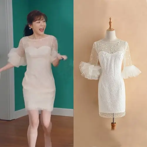 爱情公寓同款衣服爱情公寓5陈美嘉同款衣服女夏新款收腰重工白色礼服