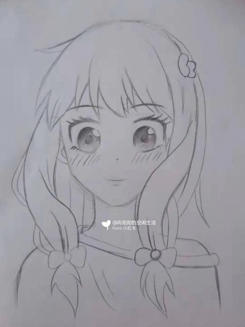 素描画画简笔画女孩