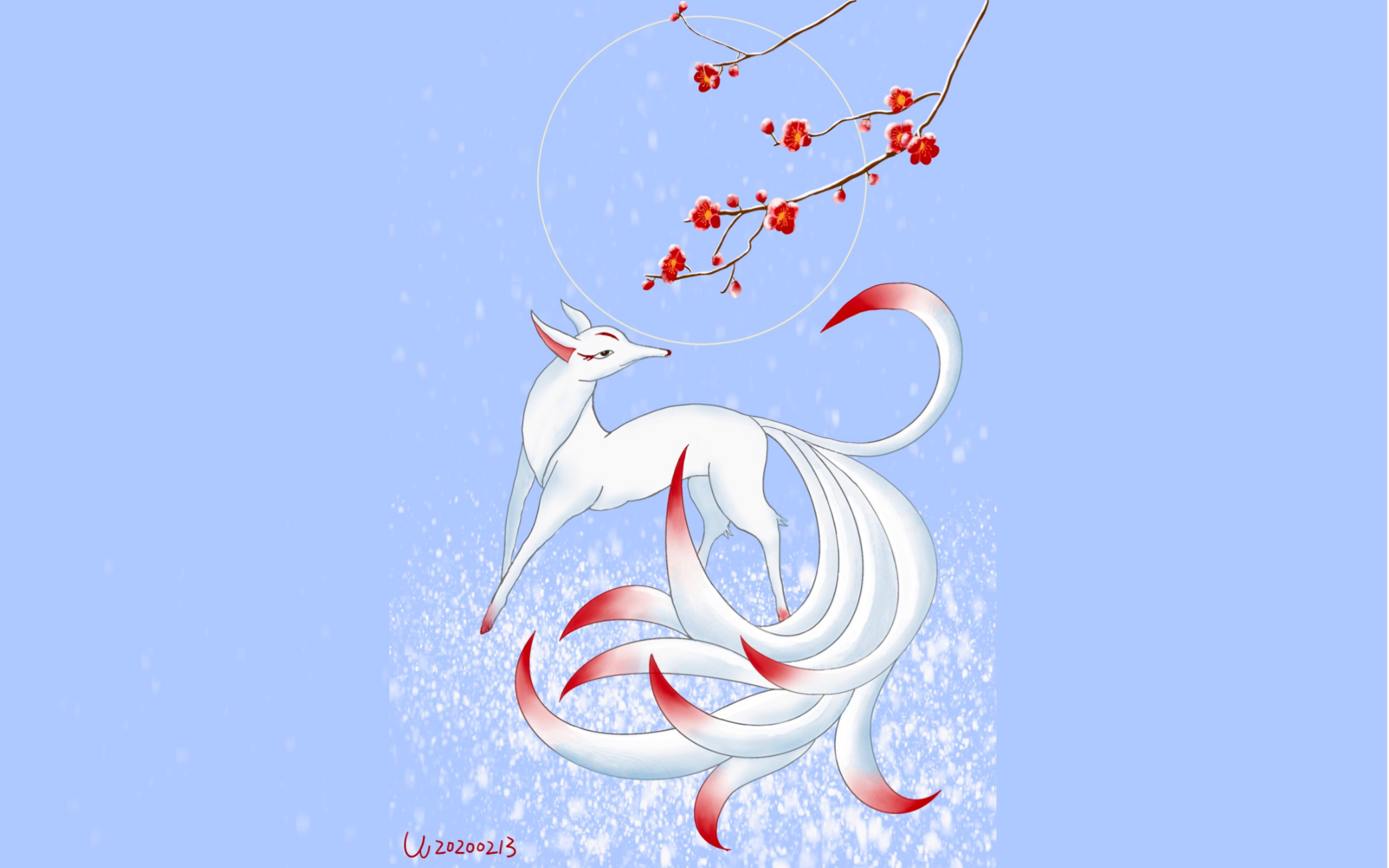 【学画画】20200213 临摹-九尾狐 procreate