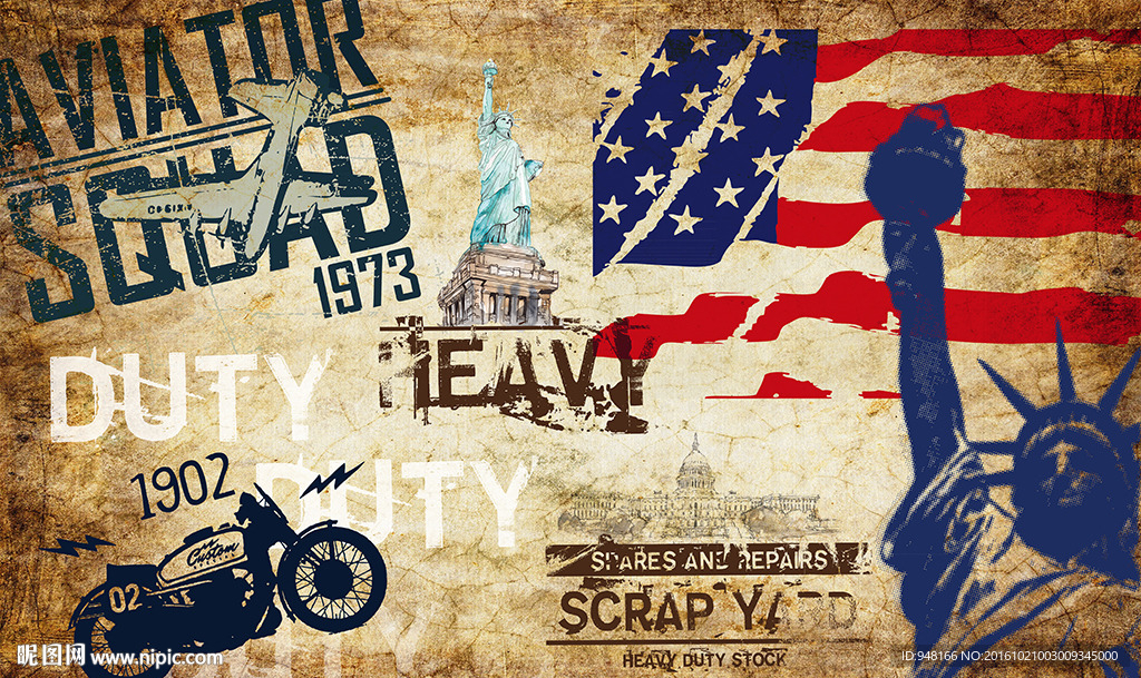 美国风情复古怀旧背景墙图片