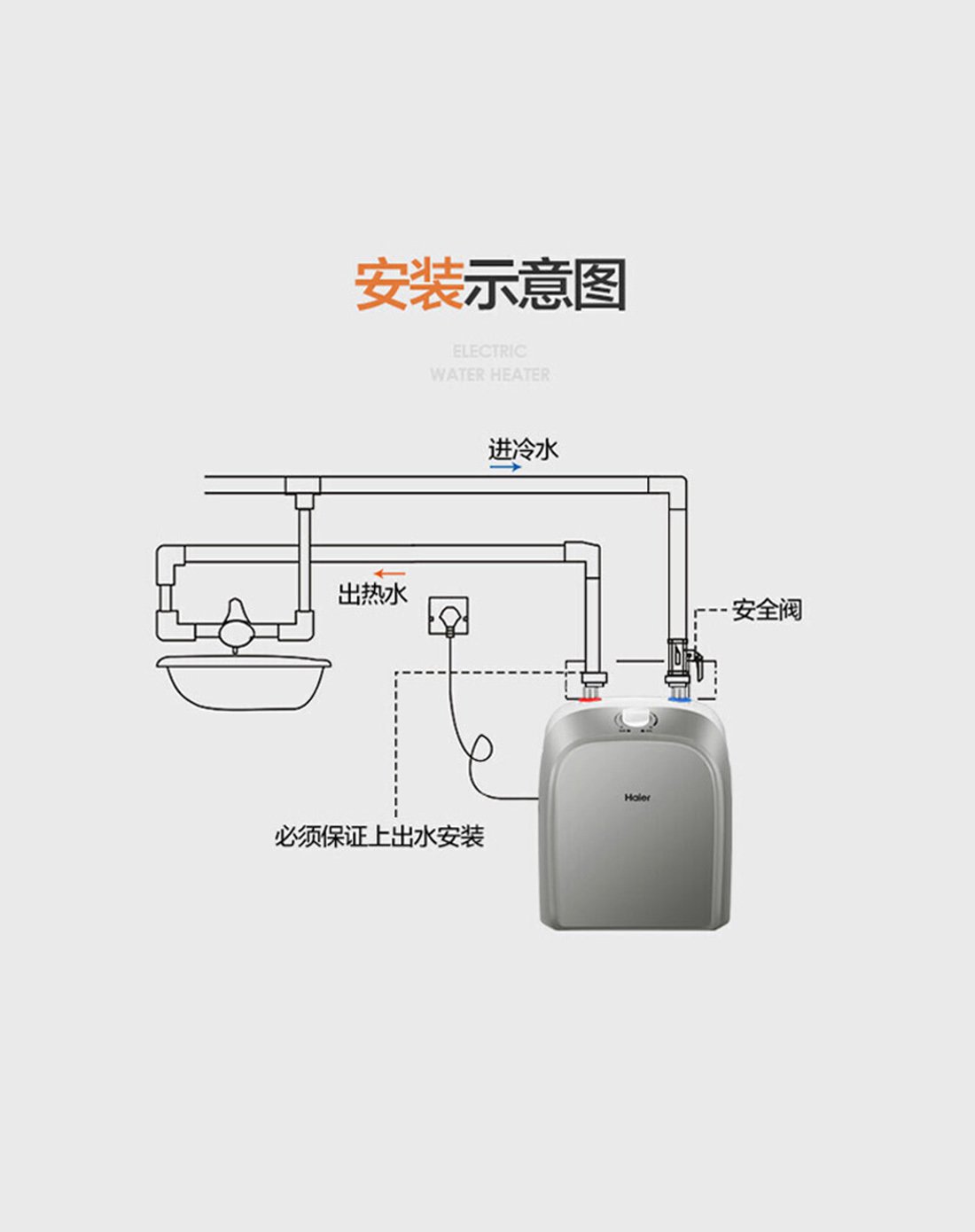 海尔(haier) 厨宝 即热式电热水器储水式小厨宝 下出水 6.6升es6.6f