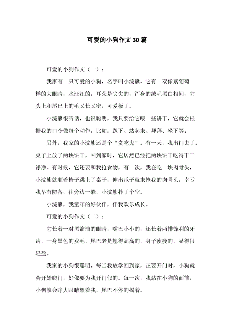 可爱的小狗作文30篇docx23页