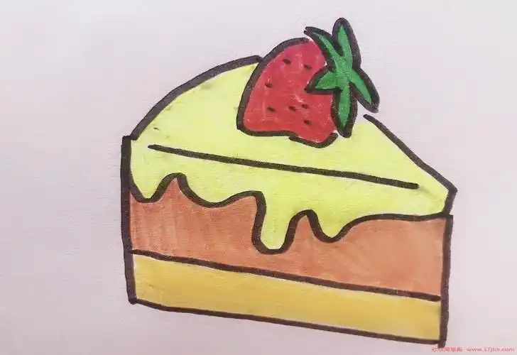 草莓蛋糕简笔画 水果蛋糕怎么画