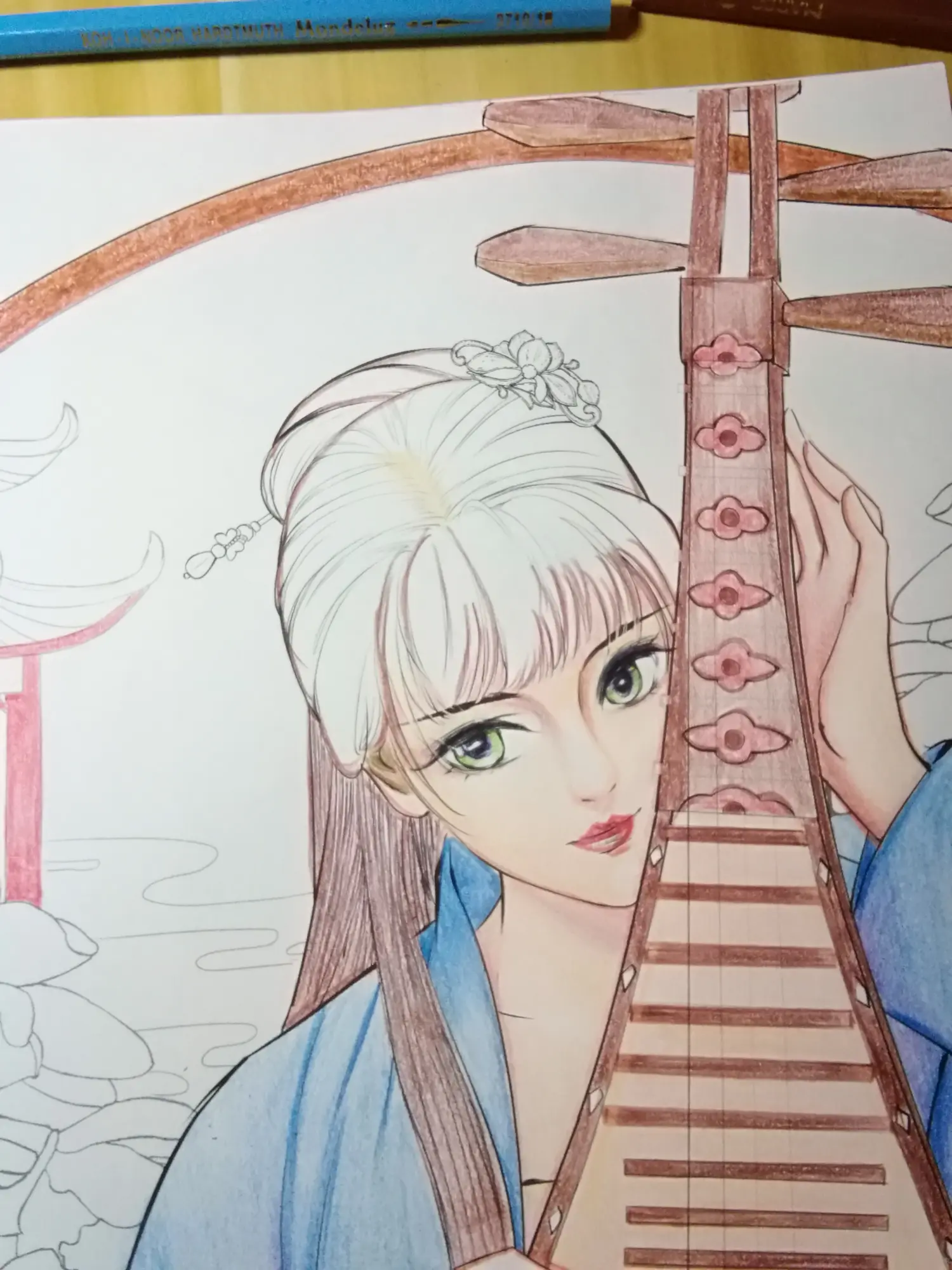 彩铅手绘古风美女清平乐82含步骤