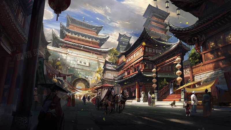 场景圆形古风边框城市场景古风武侠游戏场景pngpng古风武侠唯美游戏