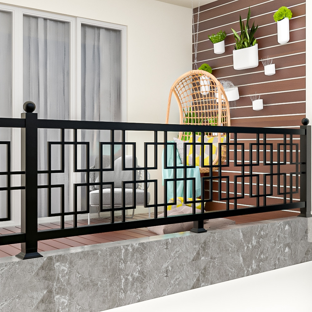 品销专业定制新中式铁艺护栏扶手阳台走廊栏杆复古花格扶手楼梯护