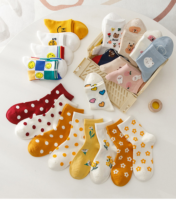 caramella袜子女春夏中筒袜ins潮船袜浅口防滑可爱_爱