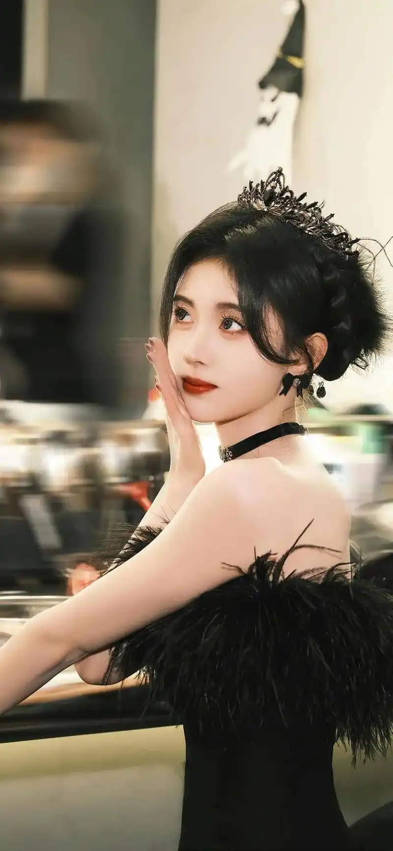 鞠婧祎黑纱礼服抹胸高清唯美写真(一)#创作灵感 #鞠婧祎黑纱 - 抖音