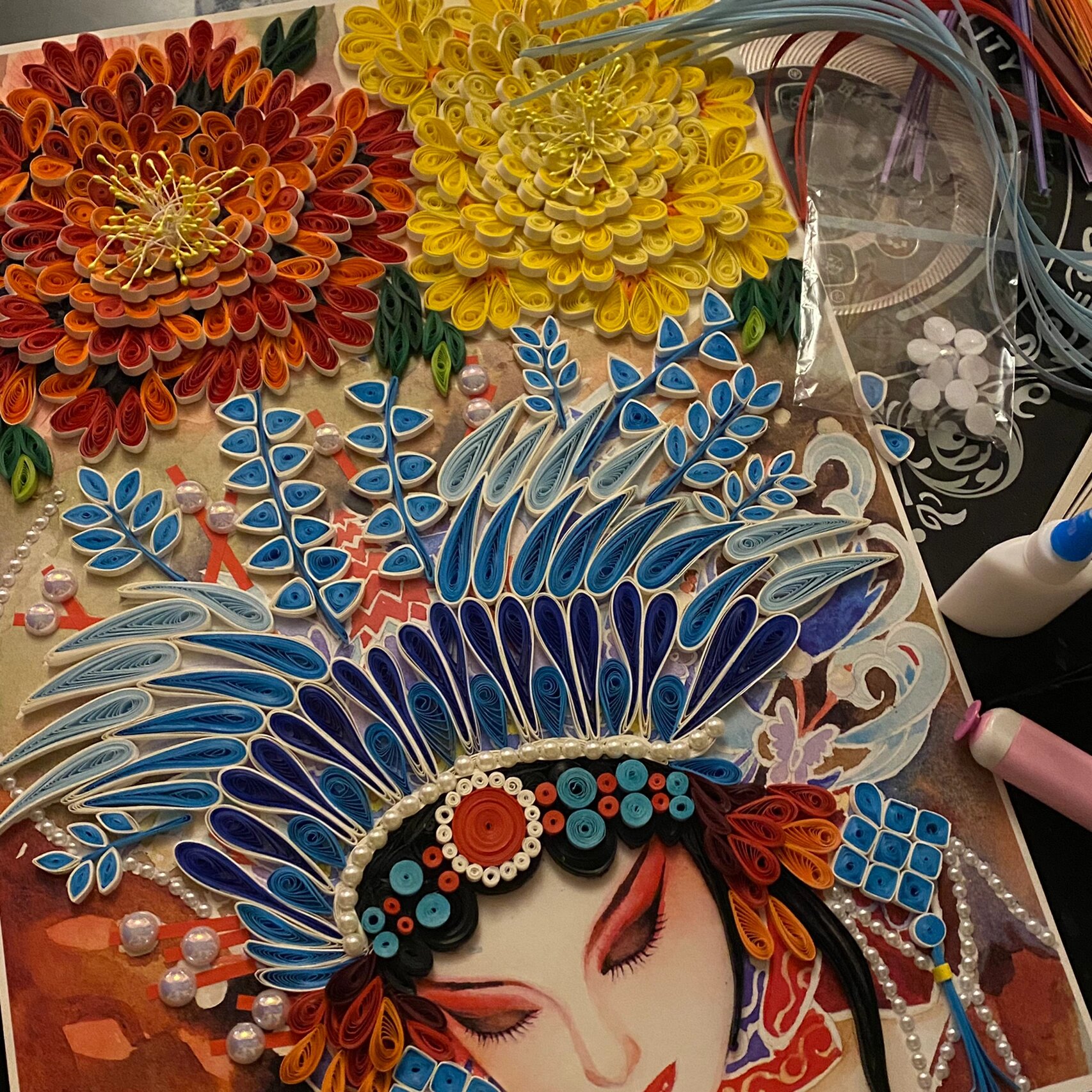 国风京剧花旦衍纸作品 耗时一周 完工