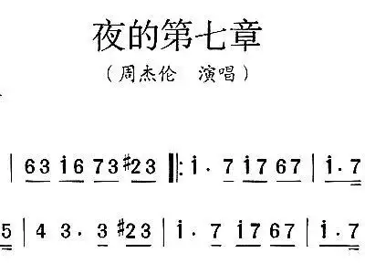 夜的第七章 周杰伦 歌谱 简谱