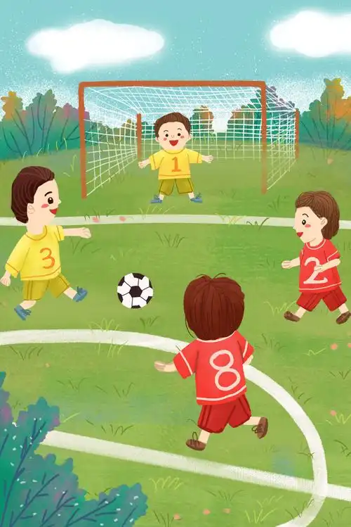 卡通快乐儿童足球psd素材